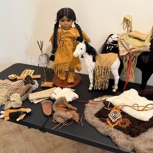 Kaya LOT American Girl Pleasant company  meet + Horses and deerskin dress + more